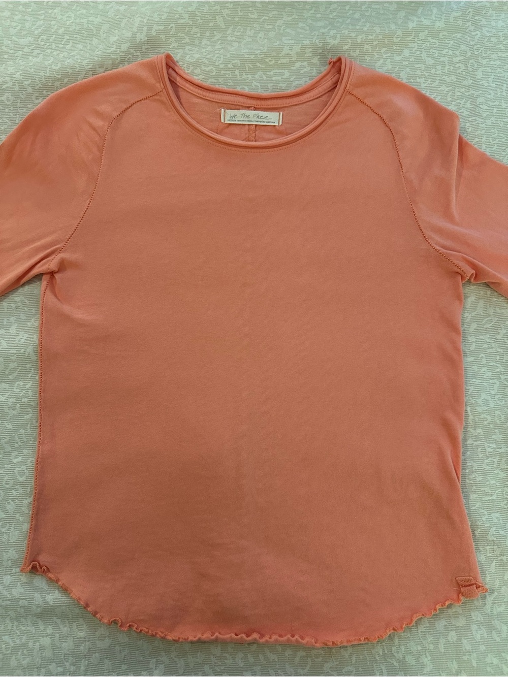 We The Free Coral Long Sleeve Crew Neck Top